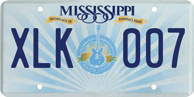 MS license plate XLK007