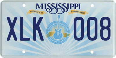 MS license plate XLK008