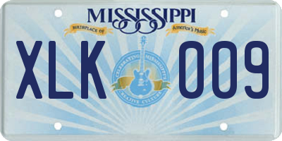 MS license plate XLK009