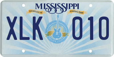 MS license plate XLK010
