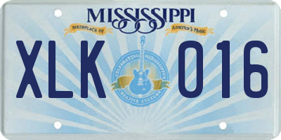 MS license plate XLK016