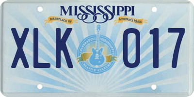 MS license plate XLK017