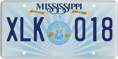 MS license plate XLK018