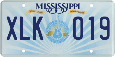 MS license plate XLK019