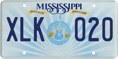 MS license plate XLK020