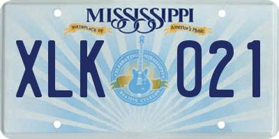 MS license plate XLK021