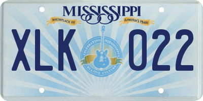 MS license plate XLK022