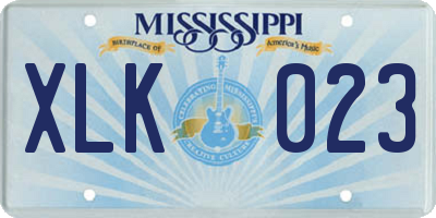 MS license plate XLK023