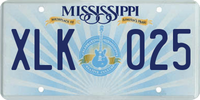 MS license plate XLK025
