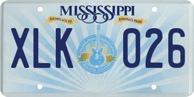 MS license plate XLK026
