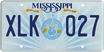 MS license plate XLK027