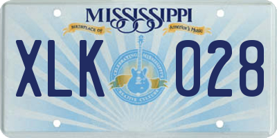 MS license plate XLK028