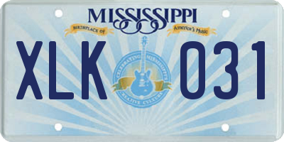 MS license plate XLK031