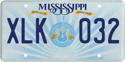 MS license plate XLK032