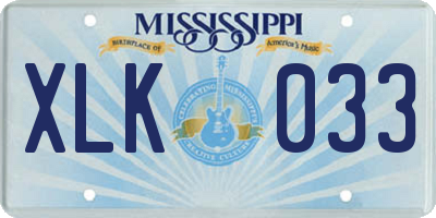 MS license plate XLK033