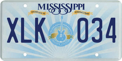 MS license plate XLK034