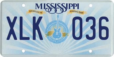 MS license plate XLK036