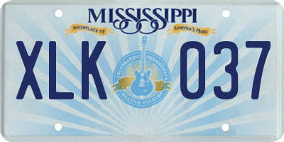 MS license plate XLK037