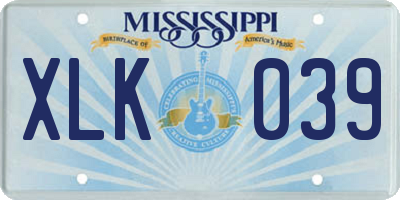 MS license plate XLK039