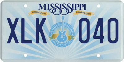 MS license plate XLK040