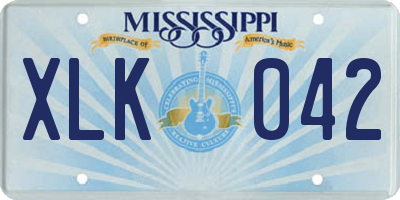 MS license plate XLK042
