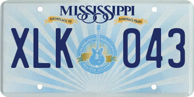 MS license plate XLK043
