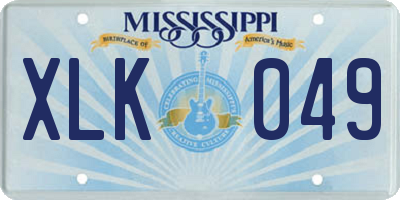 MS license plate XLK049