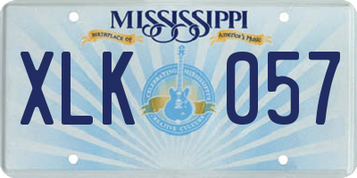 MS license plate XLK057