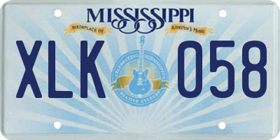 MS license plate XLK058