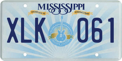 MS license plate XLK061