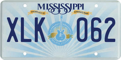 MS license plate XLK062