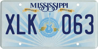 MS license plate XLK063