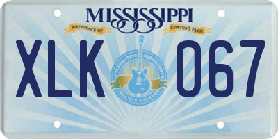 MS license plate XLK067