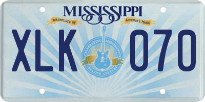 MS license plate XLK070