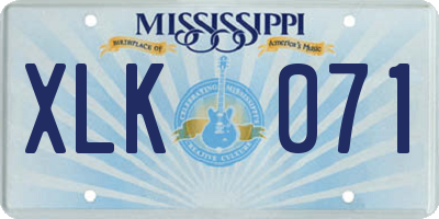 MS license plate XLK071