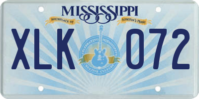 MS license plate XLK072