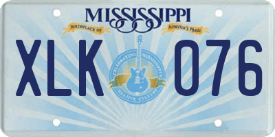 MS license plate XLK076