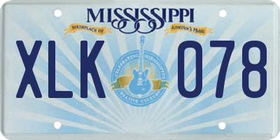 MS license plate XLK078
