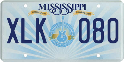 MS license plate XLK080
