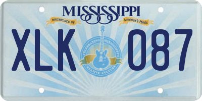 MS license plate XLK087