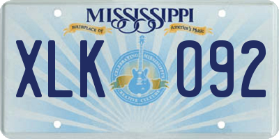 MS license plate XLK092
