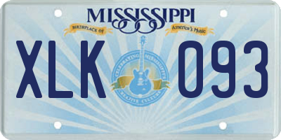 MS license plate XLK093