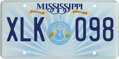 MS license plate XLK098