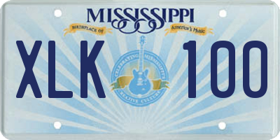 MS license plate XLK100