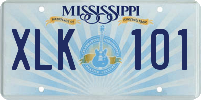 MS license plate XLK101