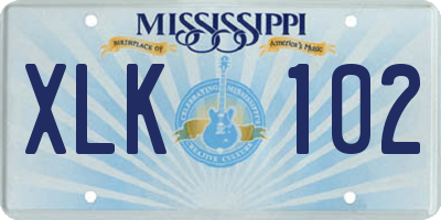 MS license plate XLK102