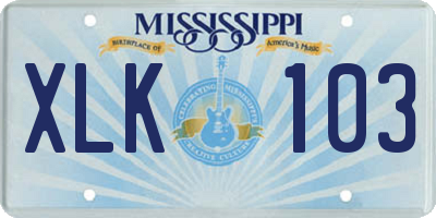 MS license plate XLK103