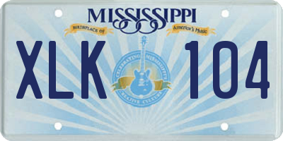 MS license plate XLK104