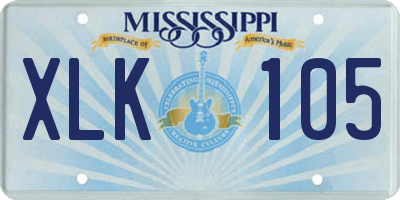 MS license plate XLK105