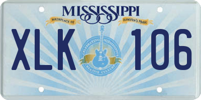 MS license plate XLK106
